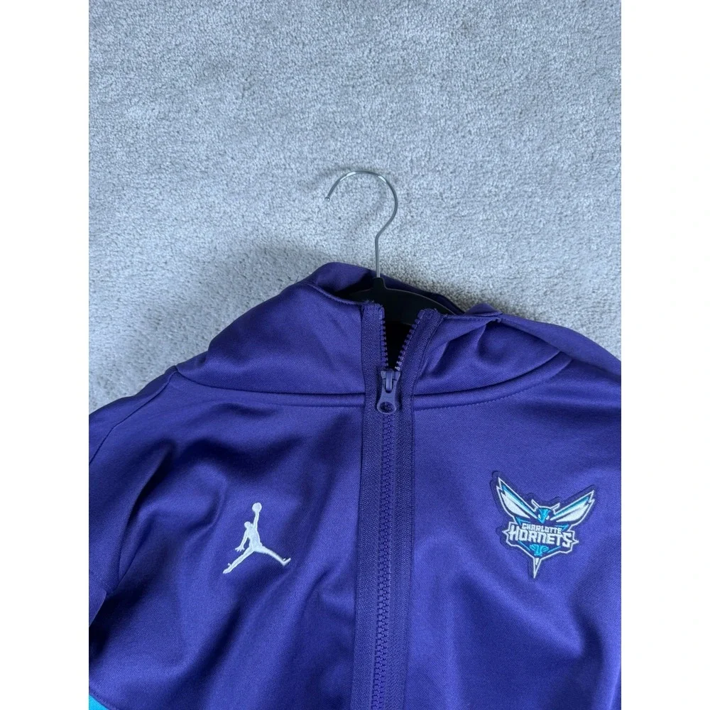 Charlotte Hornets Jordan Full Zip Basketball Jacket Hooded Purple Teal Youth XL